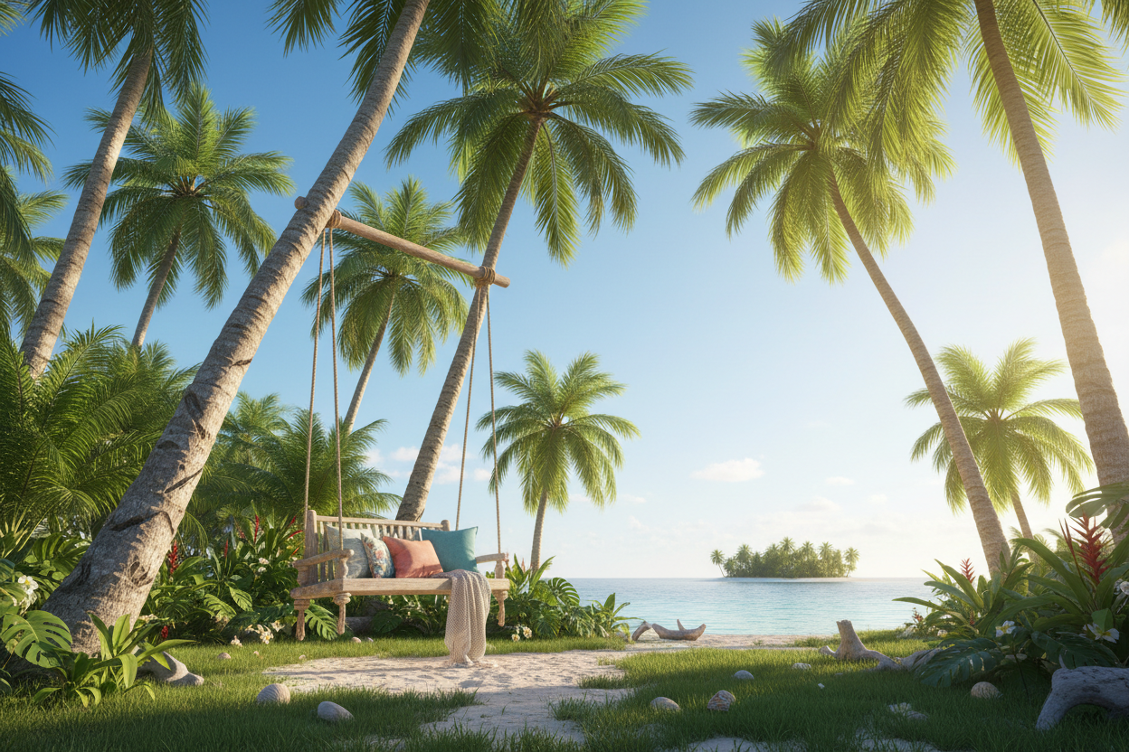 Palm Tree Swing Scene